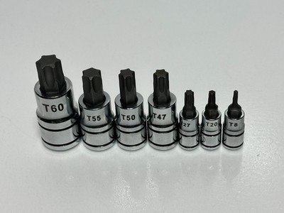 Matco Tools 7pc Torx Bit Chrome Socket Driver Set Lot T60 T55 T50 T47 T27 T20 T8