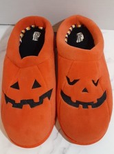 Dluxe Dearfoams Orange Jack-o-lantern Pumpkin Adult Slippers Men's 13-14 Women's