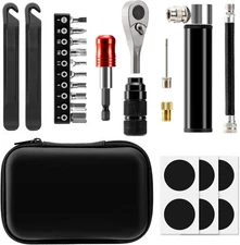 Bike Repair Tool Kit with Mini Pump & 10 Magnetic Bits - Alloy Multitool for... 