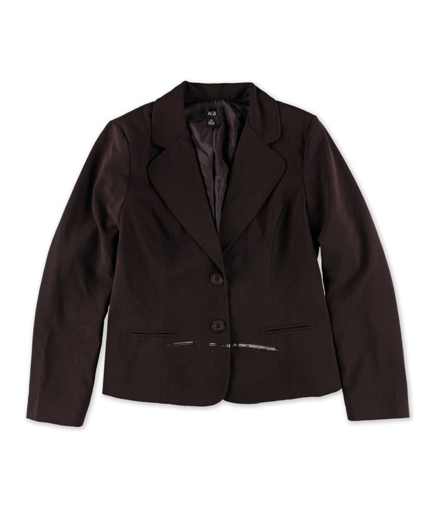 AGB Womens Solid Two Button Blazer Jacket, brown,… - image 1