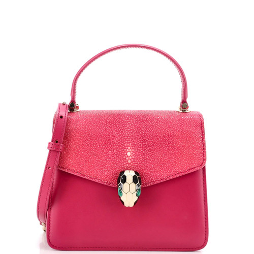 Bvlgari Serpenti Forever Top Handle Bag Leather and Stingray Small