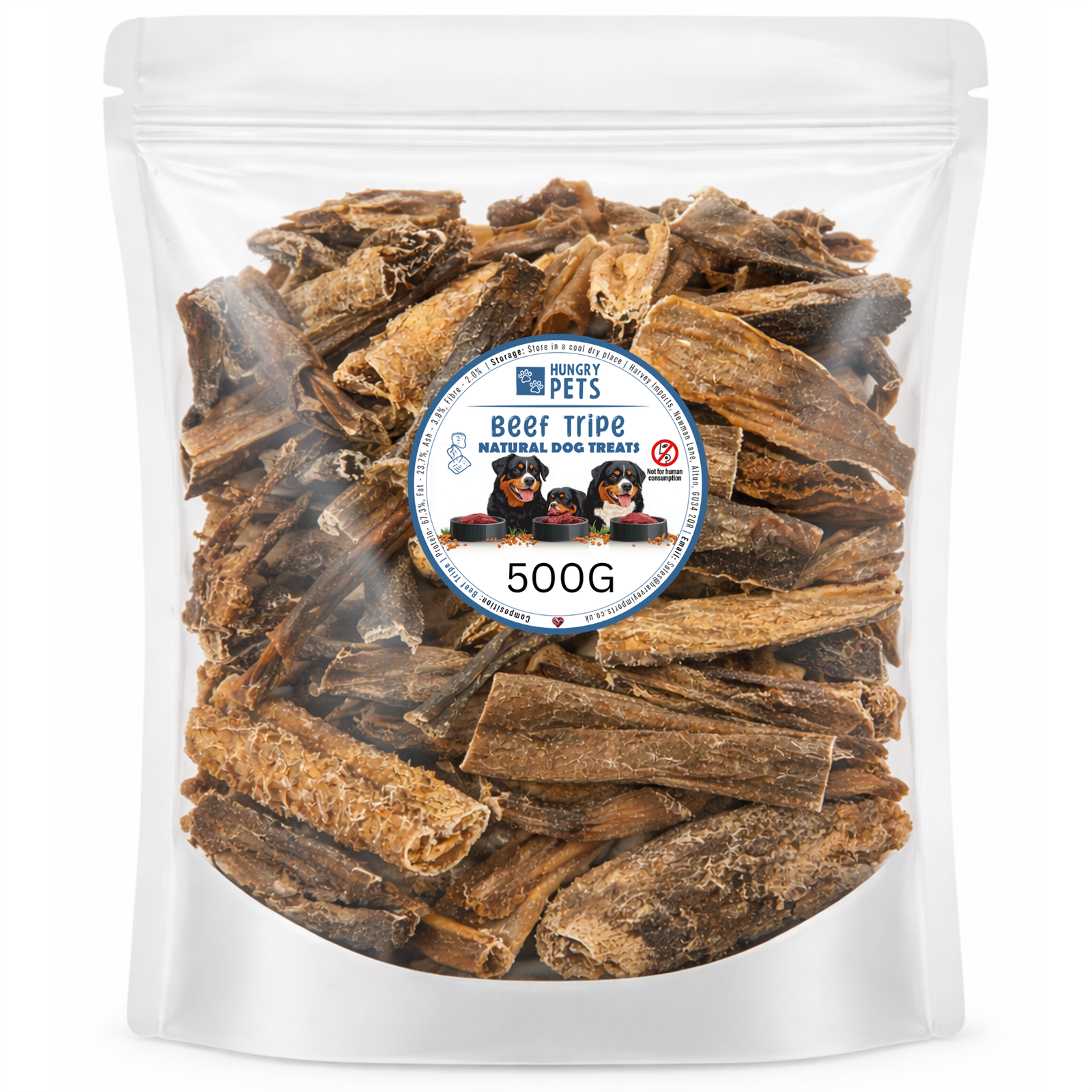 Hungry Pets Beef Tripe 500g, Bag