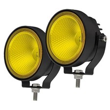 LED Round Yellow OffRoad Driving Fog Lights Flood Beam 2Pcs 4 Yellow Flood Beam