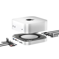 Mac mini M4 Dock, Aluminum Stand and HDMI Hub for 10Gbps, silver