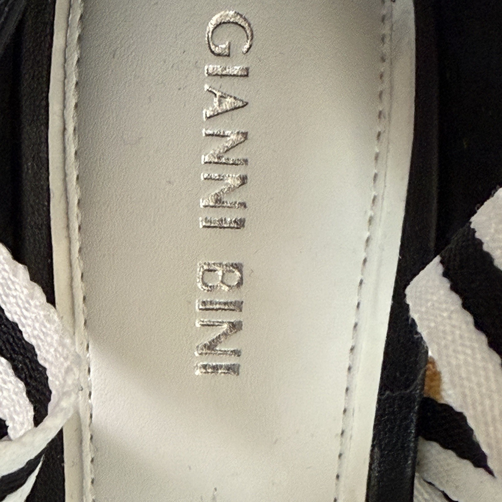 Gianni Bini Black Abrianna Gingham Lace Up Sandals 3.93” Stiletto Heels Size 10M