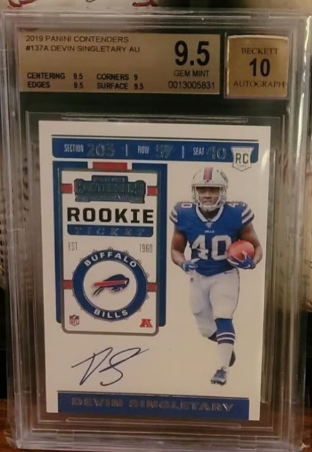 Devin Singletary RC BGS 9.5 - 2019 Contenders Auto Rookie Helmet Variation