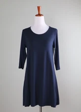 COMFY USA NWT $112 Super Soft Solid Navy Blue Casual Swing Tee Top Size XS