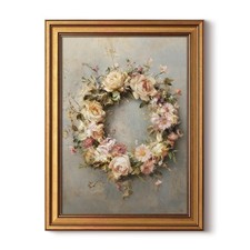 Gold Framed Vintage Wall Art for Living Room, Flowers Painting Prints Shelf D...