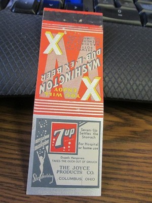 Match Book Cover 7up & Washington Dub-L-Ex Beer Columbus, Ohio Joyce Products