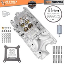 Br-67199 Carburetor And Dual Plane Aluminum Intake Manifold For Sbf 260 289 302