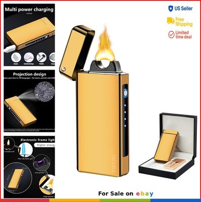 Rechargeable Windproof Arc Lighter USB Plasma with Battery Indicator Zinc Alloy