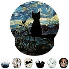 Ergonomic Mouse Pad with Wrist Support,Aesthetic Black 1, Aesthetic Cat