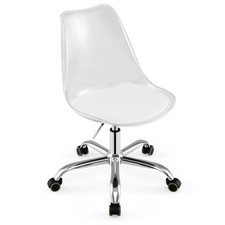 Clear Desk Chair Armless Rolling Acrylic Office Chair with PU Leather Cushion