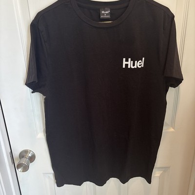Huel Short Sleeve Stretch T-Shirt Size M Black With Logo Tee New No Tags