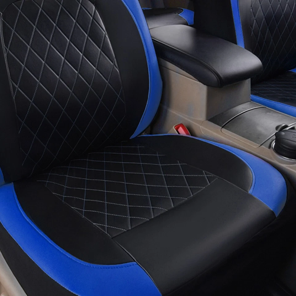Juego de fundas de asiento de coche delanteras fundas de reposacabezas silla cojín protector accesorio azul Foto 4 de 4