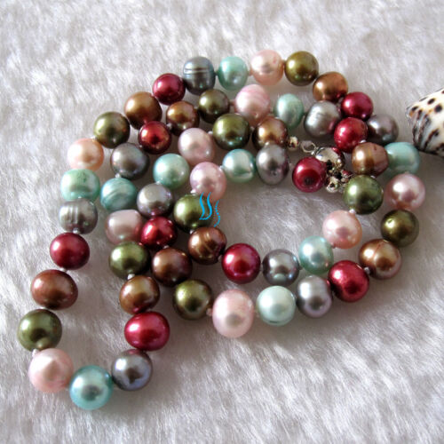 18" 6-8mm Multi Color Freshwater Pearl Necklace Off Round——MORE COLORS - Picture 1 of 22