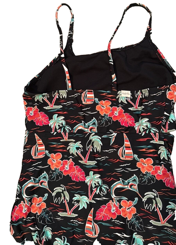 @ Salt Life 1 Piece with 2 piece look Girls Sz 16 NWTs Black Tropical Palm Trees - Picture 10 of 13