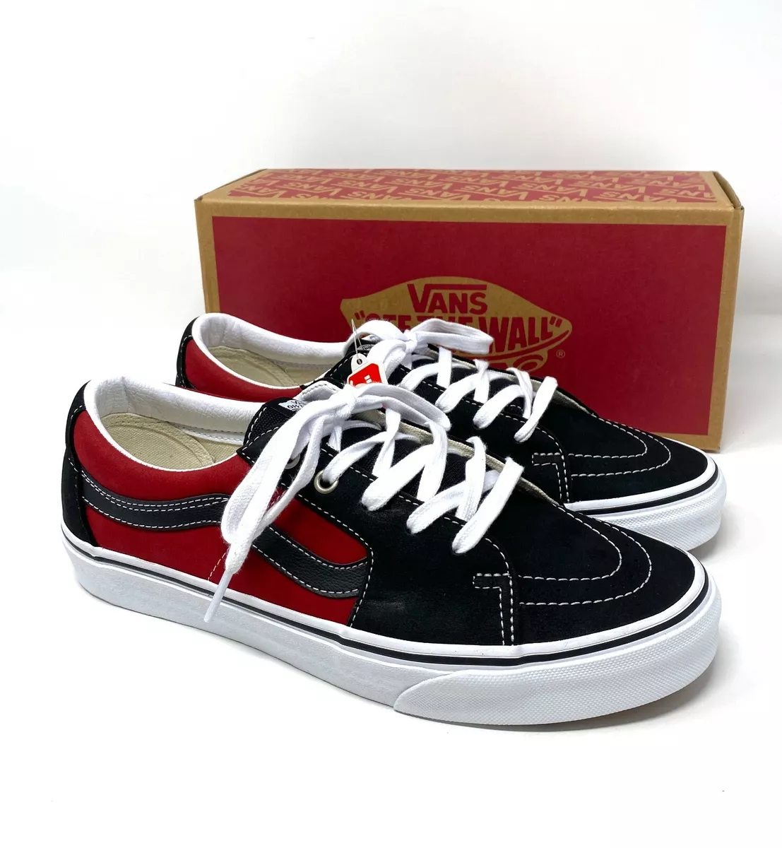 Vans Sk8 Low Leather Black Red Chili Pepper Shoes Sneakers Women's VN0A4UUK2S1