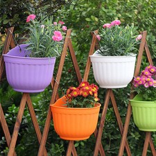 Plastic Flower Pot Hanging Planter Plant Pots Garden Balcony Fence Home Decor