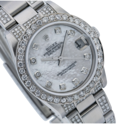 Rolex Datejust 31mm MOP Diamond Dial Iced Oyster Steel- 68240 | eBay
