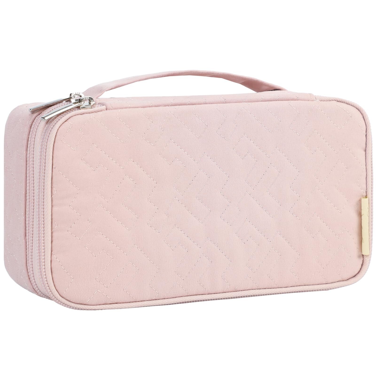 NISHEL Double Layer Travel Makeup Bag for Women with Portable Cosmetic Organizer