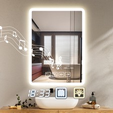 Specchio bagno LED specchio bagno specchio parete con illuminazione dimmerabile touch orologio