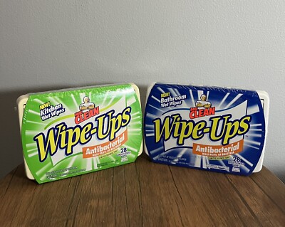 New Vintage Mr. Clean Cleaner Wipe-Ups Wet Wipes Pop Up Bathroom And Kitchen