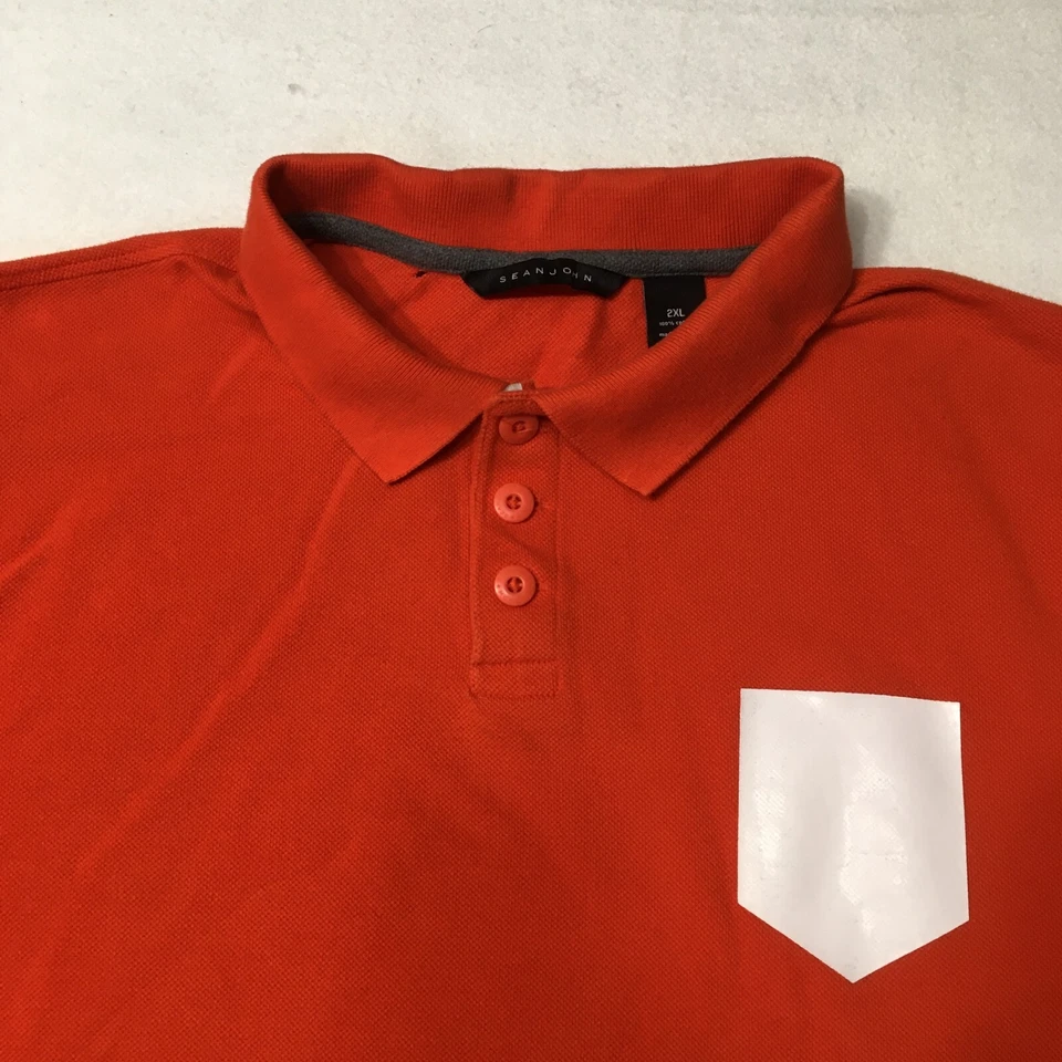 Camisa Polo Vintage SEAN JOHN Naranja Logo Para Hombre Talla Grande Diseñador Hinchado LXIX Foto 2 de 4