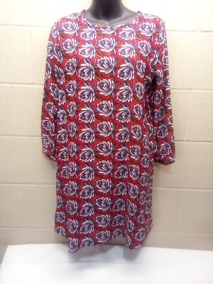 Ann Taylor LOFT Dress Small Petite Red Gray Brown Floral