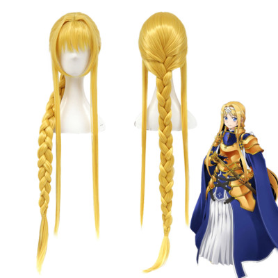 Sword Art Online Alicization Alice Long Braid Ponytail Golden Blonde  Cosplay Wig