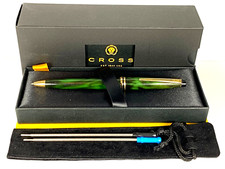 CROSS GREEN RADIANCE BALLPOINT PEN WITH 22K GOLD APPOINTMENTS AND EXTRAS 822-3