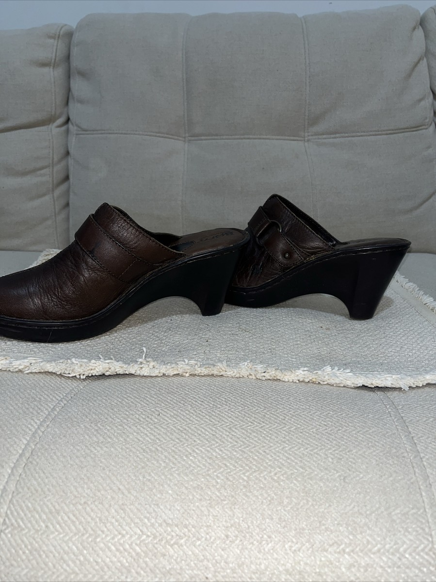 Born Women\'s Clogs 11 Brown Leather Wedge Mules Slip On Comfort Casual Shoes BORN Brown Leather Slip-on (3 main image 4