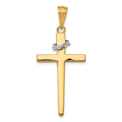 Avariah Gold 14K Two-Tone Cross w/Crown of Thorns Pendant - 44mm
