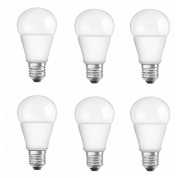 6x OSRAM LED Lampe Birne E27 8,5W = 60W warmweiß matt EEK:G (Spektrum A-G)