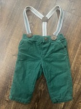 JANIE AND JACK Green Corduroy Pants W/Suspenders Party Holiday 3-6 Months