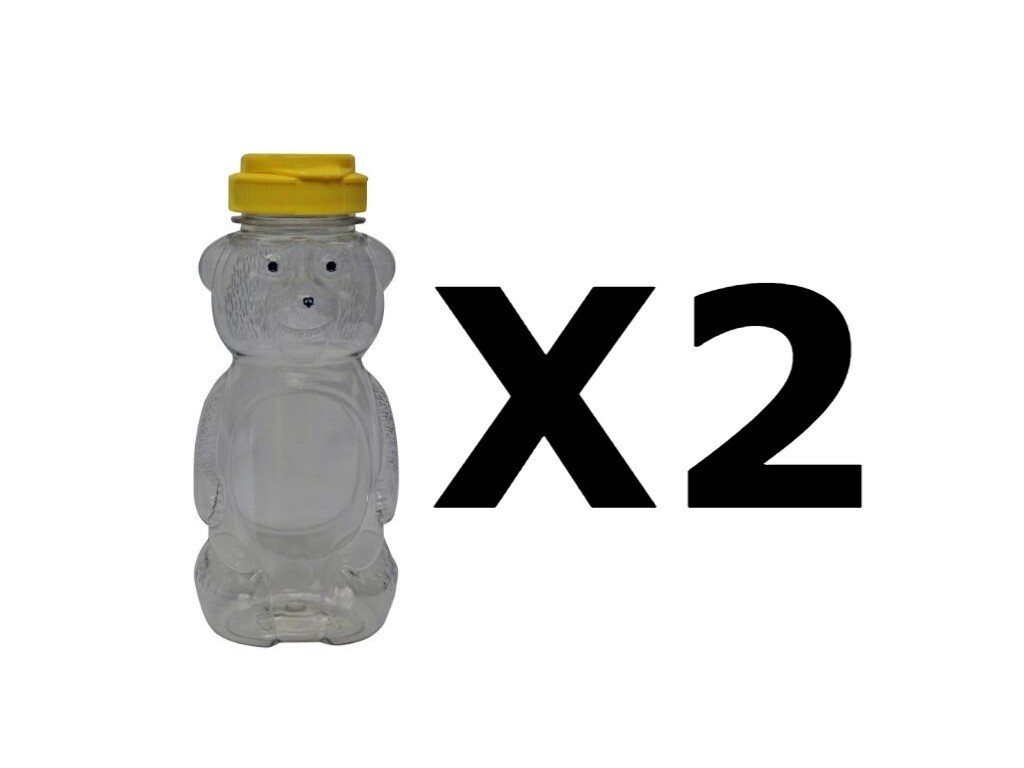 2個セット Plastic Squeeze Bear Bottle Container 12 OZ Honey Bee Jar