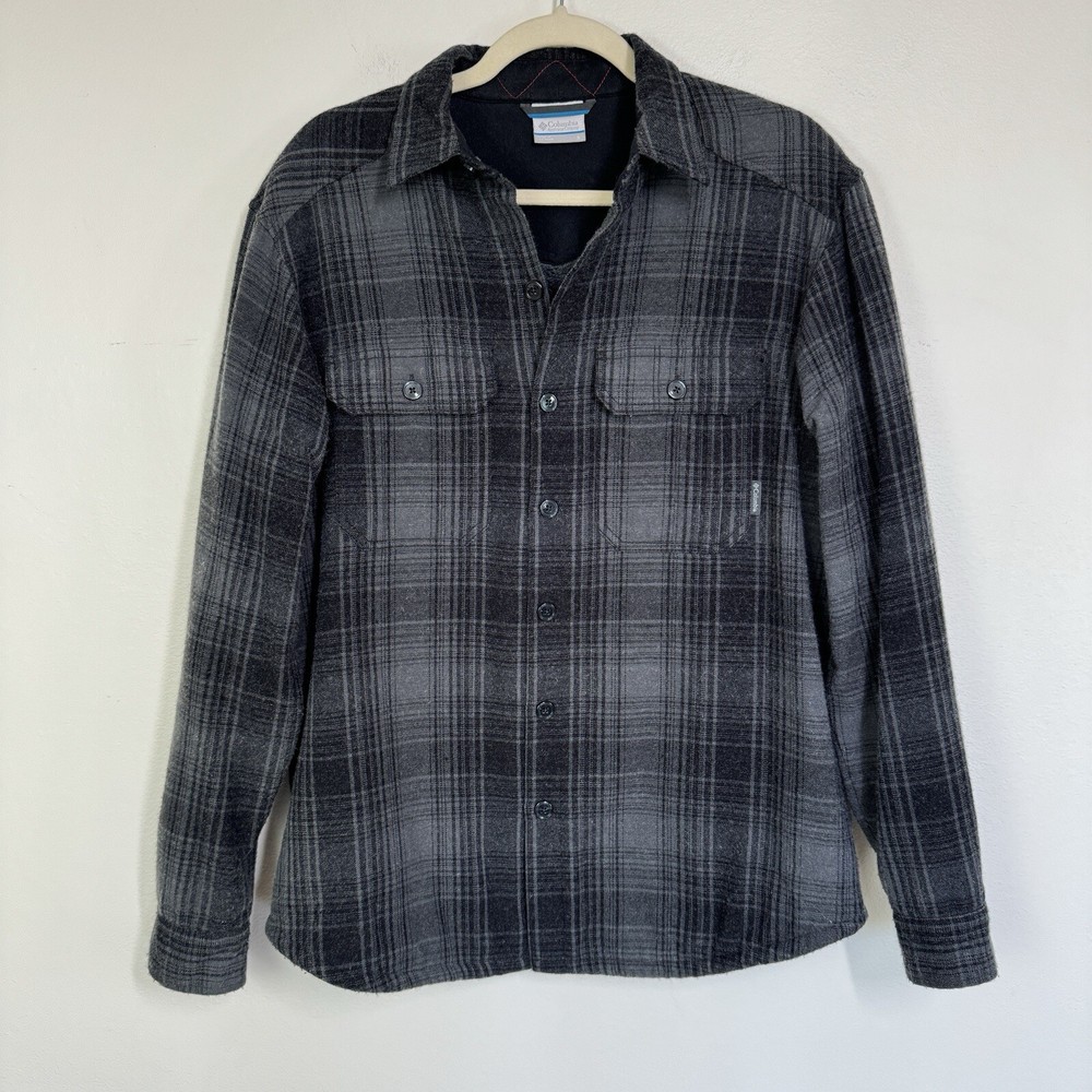 Columbia Shirt Jacket Mens Small Plaid Fleece Lined Overshirt Windward Gorp