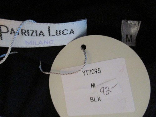 PATRIZIA LUCA MILANO RAYON BLACK CRISSCROSS WRAP NECK LONG SLEEVE HI-LOW TOP, M - Picture 8 of 10