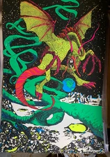 LUNA WALKIE VINTAGE 1970 GROOVY BLACKLIGHT PRO ARTS HEADSHOP POSTER -NICE!