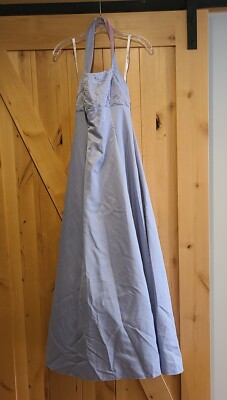 zum zum halter dress Niki Livas Periwinkle Blue Long Gown/Dress Size 9-10 NWT Beaded September '26 Collection