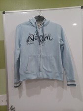 Volcom Wmn's Sky Blue Lg Full Zip Fleece Lined Hoodie Sweatshirt