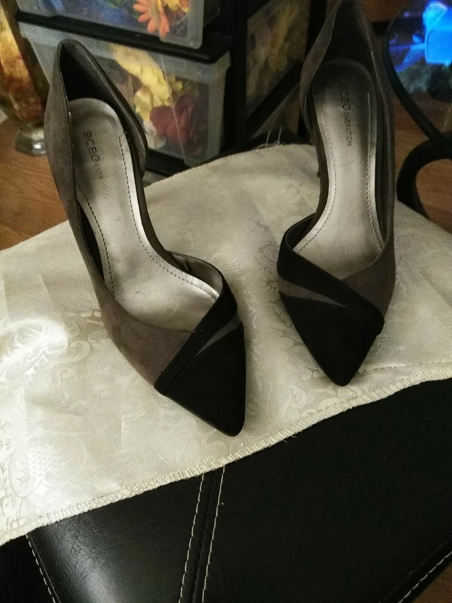 BCBGeneration Grey And Black Vegan Suede Pointy Toe Pumps Size 7M