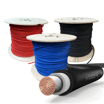 Solarkabel Meterware 4mm² H1Z2Z2-K PV Kabel rot schwarz blau 5m   500m
