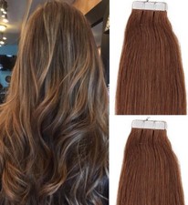 18",20" 100gr,40pc, 100 Human Tape In Hair Extensions 6 Medium Chestnut Brown