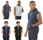 Mens Sleeveless Hoodie Zip Up Hooded Sweatshirt Top Gilet Fleece Jacket All Size