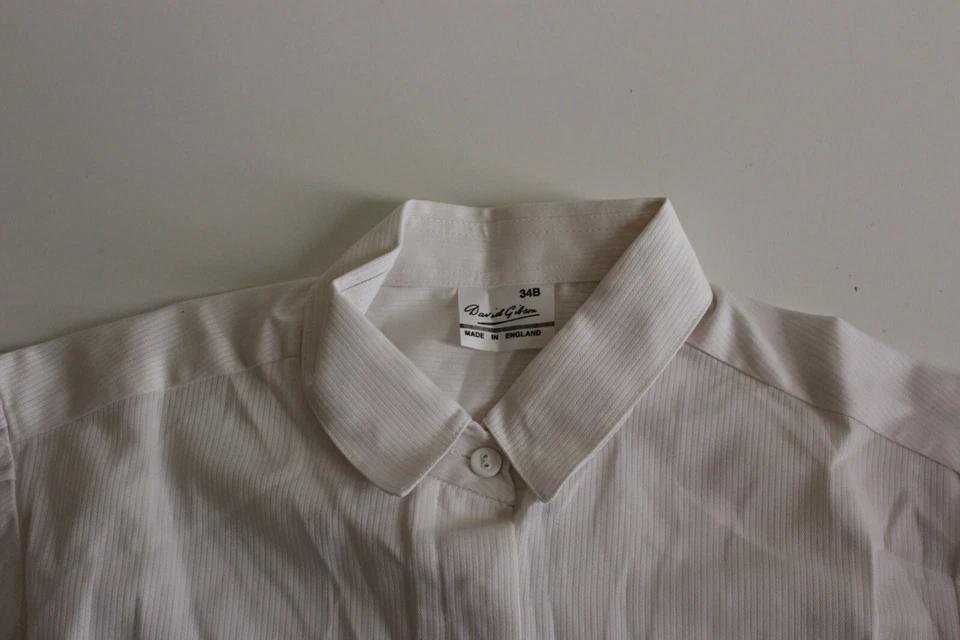 WOMEN'S David Gibson Made In England White Striped LONG SLEEVE SHIRT Small S 34B - Image 4 of 4