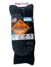 Fruit of the Loom® Men's 2 Pair Work Gear PRO Black Crew Socks " MADE IN USA "