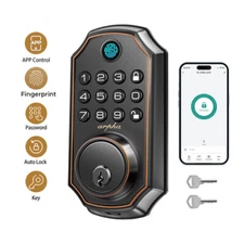 ARPHA Fingerprint Keyless Smart Door Lock APP Control Bluetooth Keypad Deadbolt