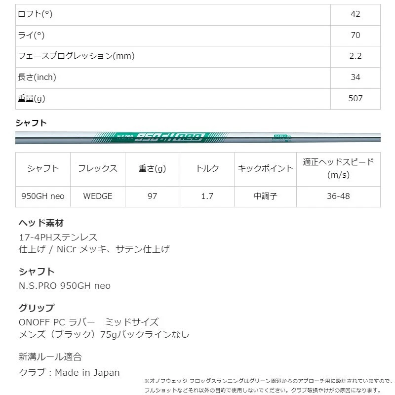 GLOBERIDE DAIWA Golf Japón 2024 ONOFF WEDGE FROG'S RUNNING Gris N.S.PRO950GH neo Foto 2 de 4