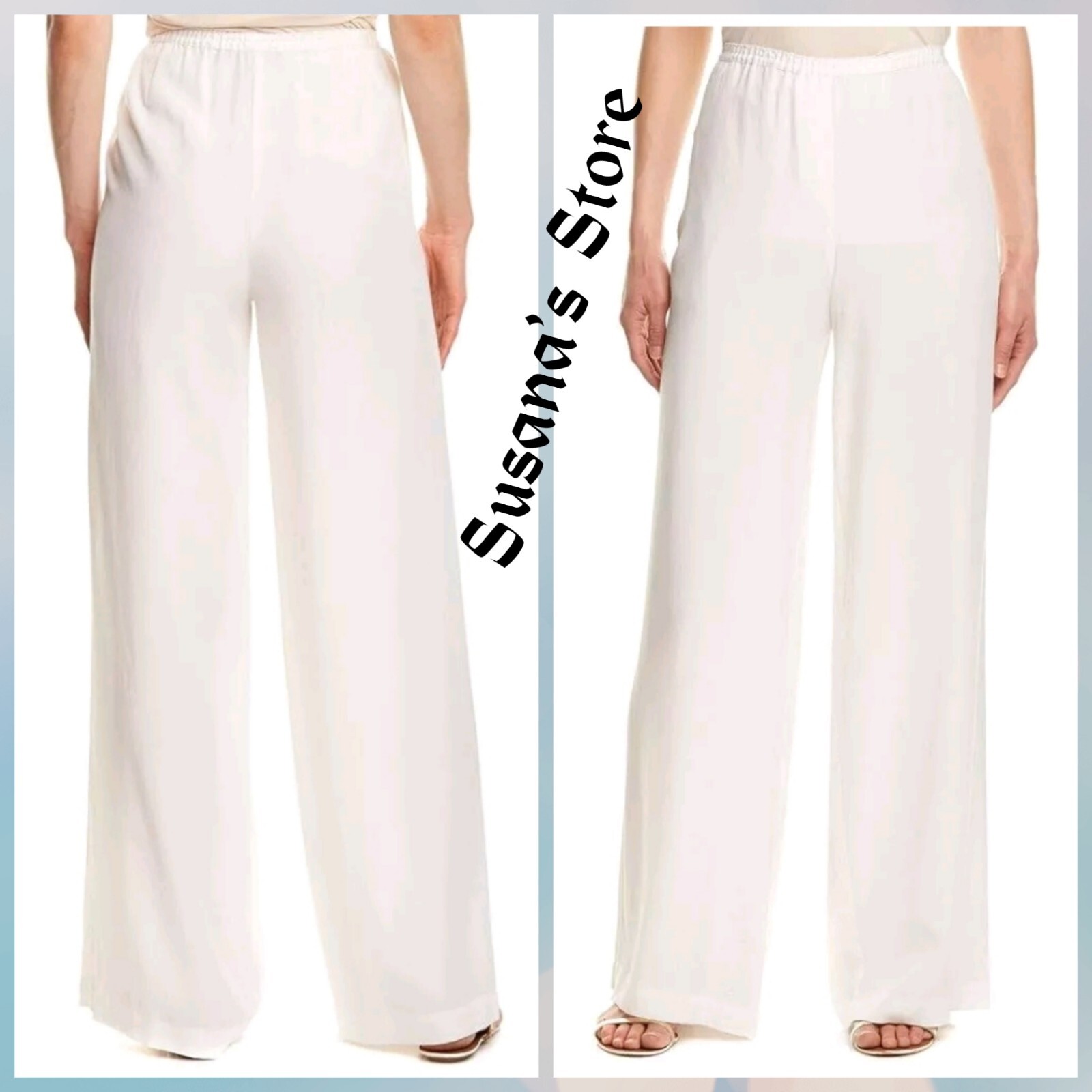 NWT BCBG MAXAZRIA SIZE S Nalan Off White Wide-Leg Pant MSRP $198